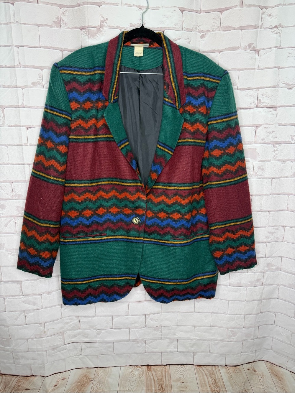 Vintage Kim Rogers Southwestern Wool Blend Blazer Jacket | Size Large